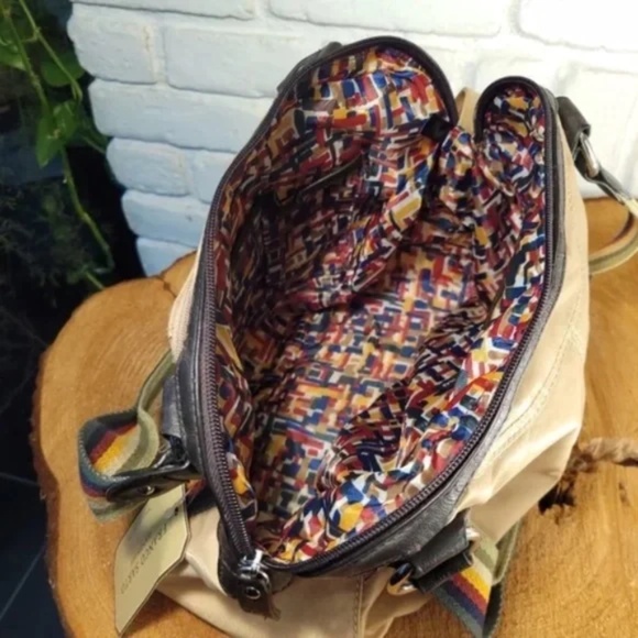 Retro Rainbow Strap Nylon Bag with tethered mini purse - Picture 12 of 16